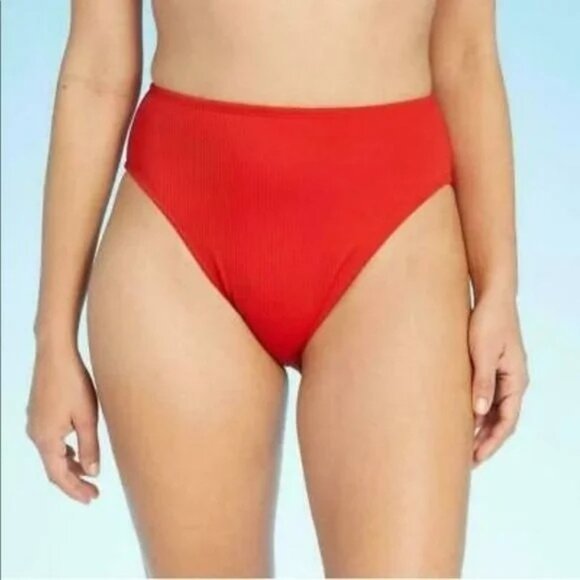 Kona Sol Womens  Bikini Bottom High Leg Medium Coverage Red Size XL - Picture 1 of 7